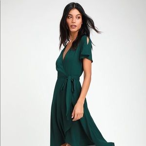 Elegant Green Wrap Dress